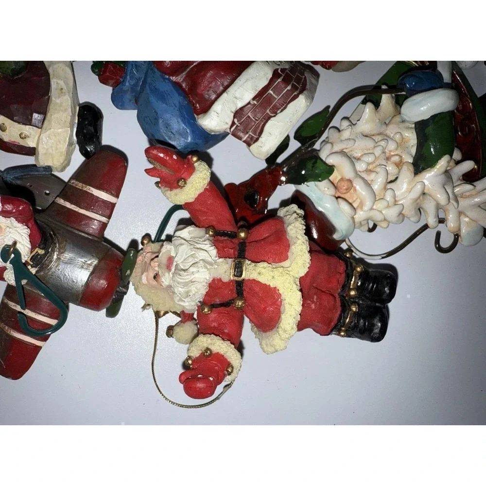 Lot of 13 Christmas Tree Ornaments Small & Large Santa Claus VTG B